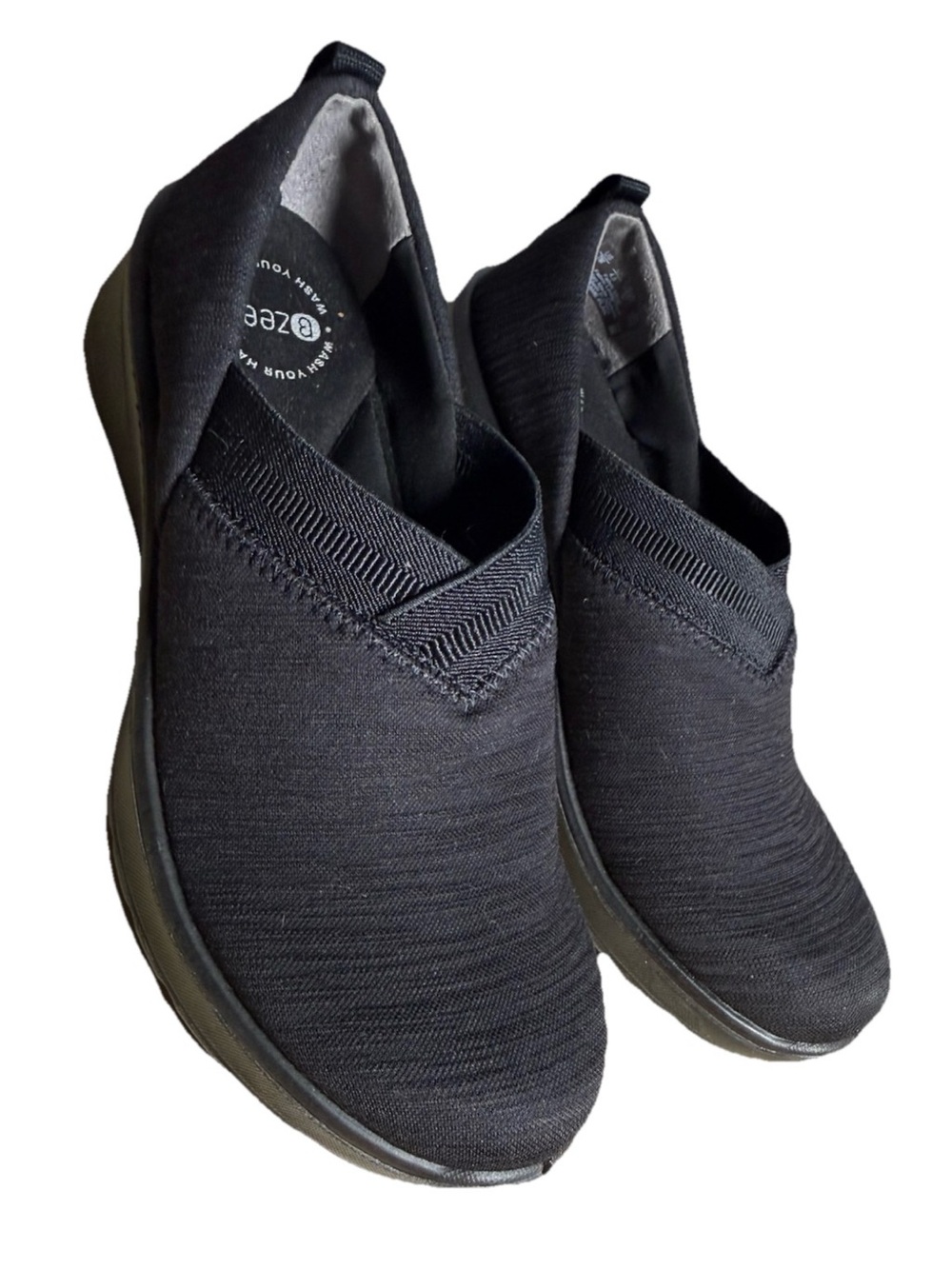 Bzees Black Slip-On Knit Women's Loafers Fashion Sneakers
